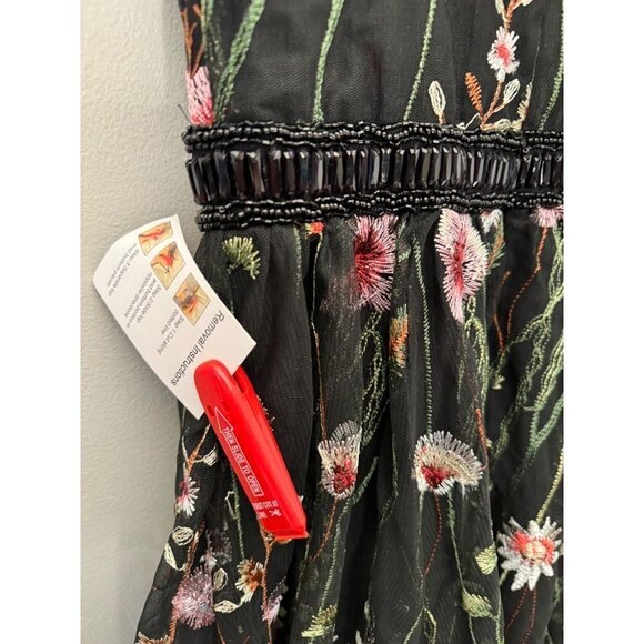 Mac Duggal Embroidered Black Floral Bustier Cocktail Dress Sz 0 NEW Knee Length - Picture 9 of 9